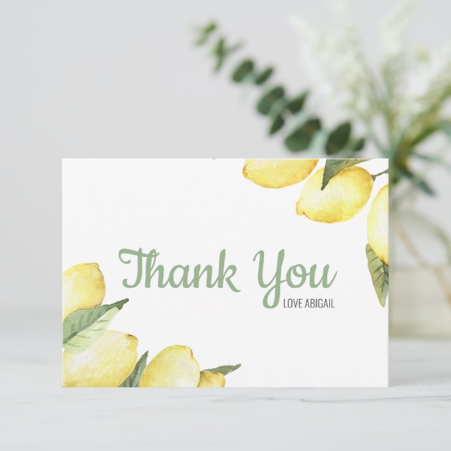 Lemon Floral Watercolor Thank You Card  (Standing Front)