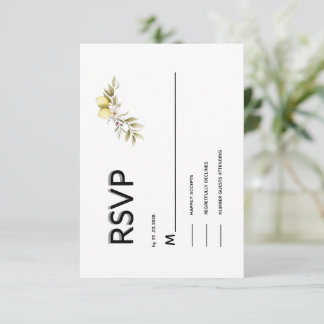 Lemon floral wedding RSVP card