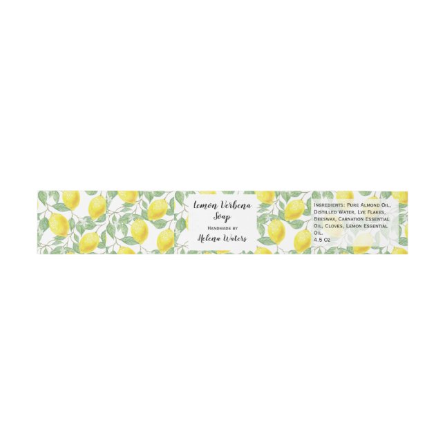Lemon Foliage Artisanal Soap Band Wrap | Packaging Invitation Belly Band (Flat)