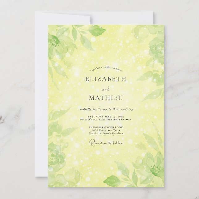 Lemon Foliage Eucalyptus Wedding Invitation (Front)