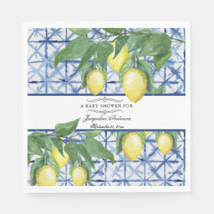 Lemon Foliage Floral Blue White Elegant Baby Napkin