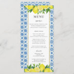 Lemon Foliage Mediterranean Wedding Menu Card<br><div class="desc">Lemon Foliage Mediterranean Wedding Invitation featuring a Lemon Foliage Mediterranean background, and a modern marriage invitation template. Click on the “Customise it” button for further customisation of this template. You will be able to modify all text, including the style, colours, and sizes. You will find matching items further down the...</div>