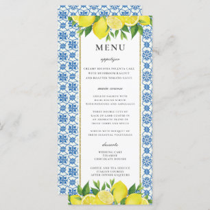 Lemon Foliage Mediterranean Wedding Menu Card