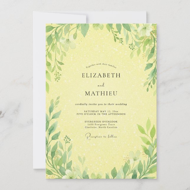 Lemon Foliage Vine Wedding Invitation (Front)