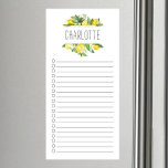 Lemon Frame Personalised Magnetic Notepad<br><div class="desc">Lemon frame design personalised with your name lined with check marks note pad.</div>