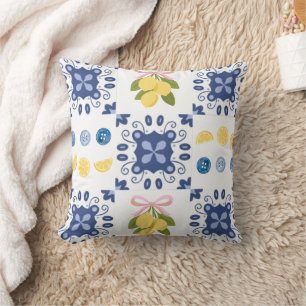 Lemon French Country Tile Elegant Modern Pattern Cushion
