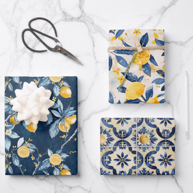 Lemon French Country  Wrapping Paper Sheet (Front)