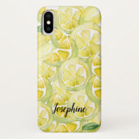 Lemon Fresh: Personalised Watercolor Lemons Phone