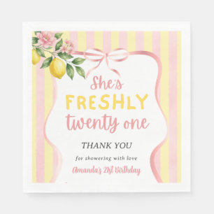 Lemon Freshly 21 Pink Lemonade Birthday Party Napkin