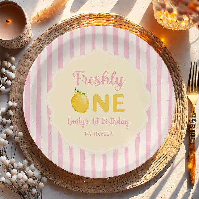 Lemon Freshly One Birthday Paper Plates (Creator Uploaded)