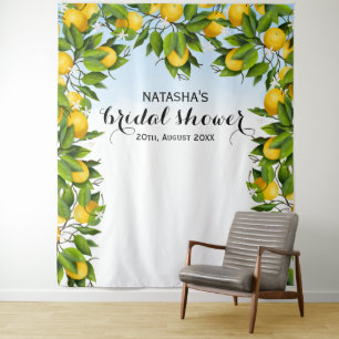 Lemon Fruit Botanical Wedding   Photo Backdrop Tapestry