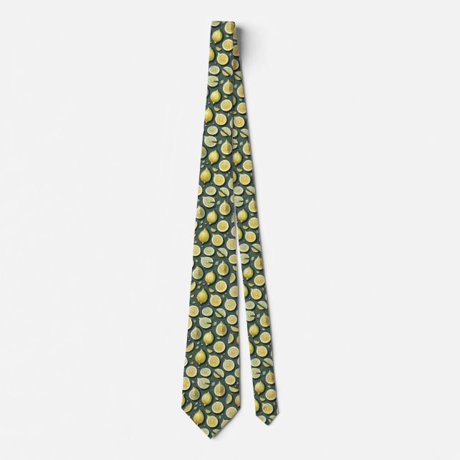 Lemon Fruit Citrus Pattern Tie (Front)