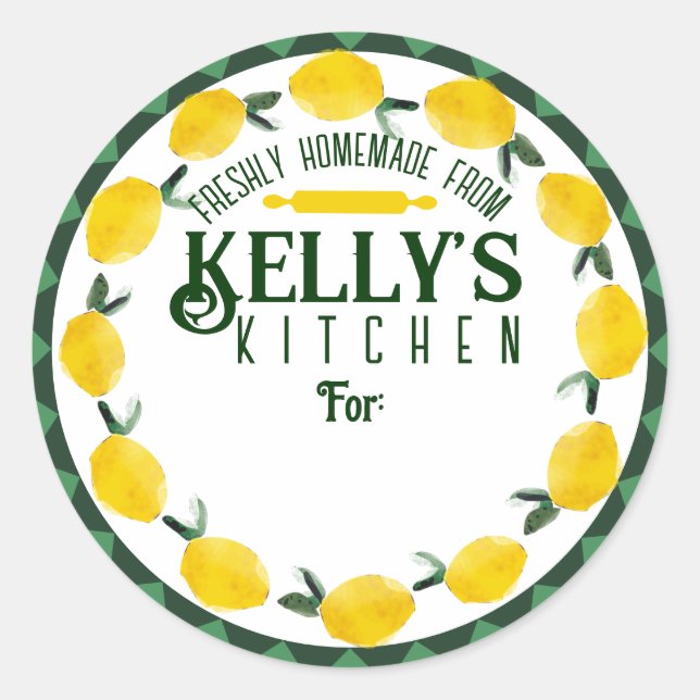 lemon fruit cooking baking gift tag stickers (Front)