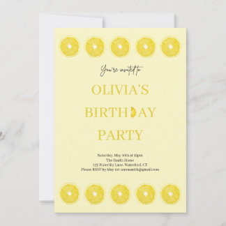 Lemon Fruit Fresh Birthday Party Invitation