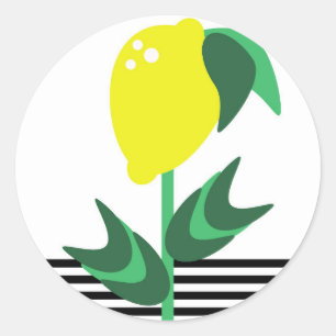 Lemon Fruit Garden Plant Stripes Classic Round Sticker