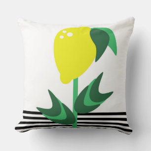 Lemon Fruit Garden Plant Stripes Cushion