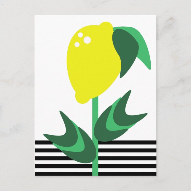 Lemon Fruit Garden Plant Stripes      Postcard (Front)