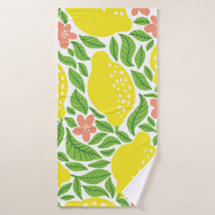 Lemon fruit pattern. Seamless summer citrus patter Bath Towel