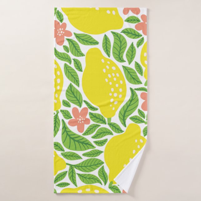 Lemon fruit pattern. Seamless summer citrus patter Bath Towel (Bath Towel)
