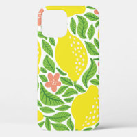 Lemon fruit pattern. Seamless summer citrus patter