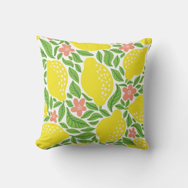 Lemon fruit pattern. Seamless summer citrus patter Cushion (Front)