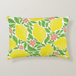 Lemon fruit pattern. Seamless summer citrus patter Decorative Cushion