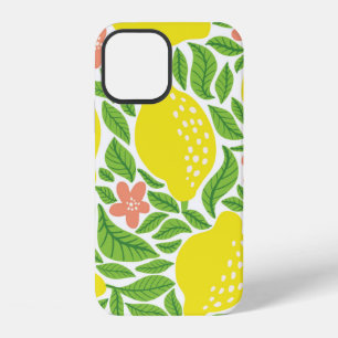 Lemon fruit pattern. Seamless summer citrus patter iPhone 12 Case