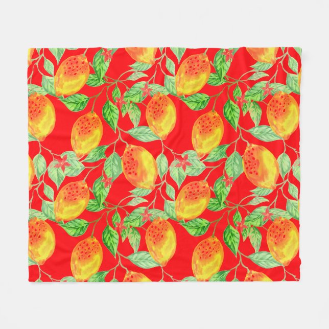 Lemon fruit pattern yellow red green fleece blank (Front (Horizontal))