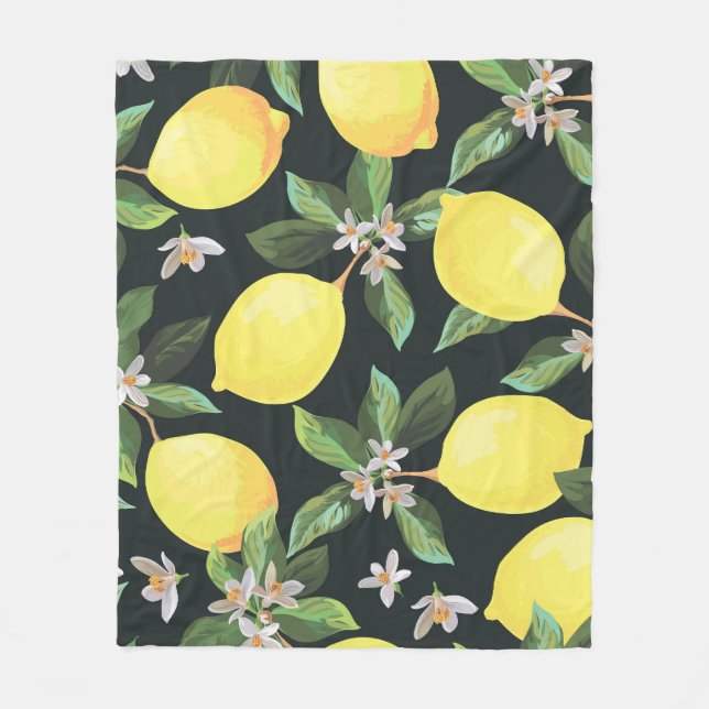 Lemon Fruit: Seamless Pattern Design Fleece Blanket (Front)