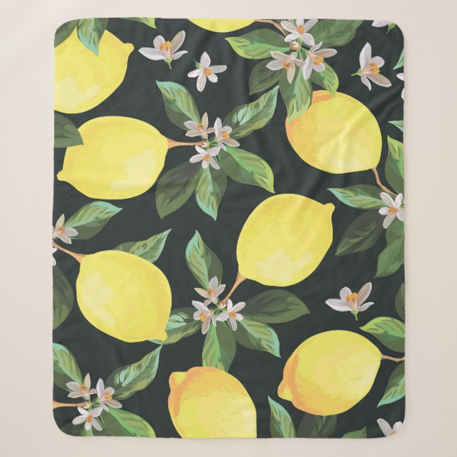 Lemon Fruit: Seamless Pattern Design Sherpa Blanket (Front)