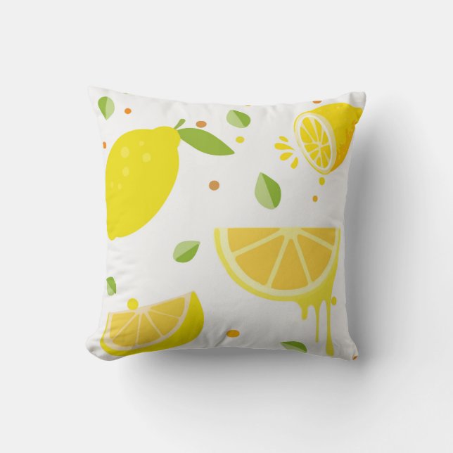 Lemon fruit summer print cushion outdoor patio (Front)