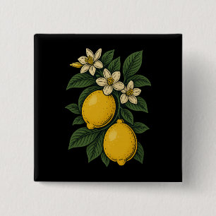 Lemon Fruit Vintage Art Lemon Farm 15 Cm Square Badge