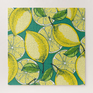 Lemon Fruit Vintage Seamless Illustration Jigsaw Puzzle