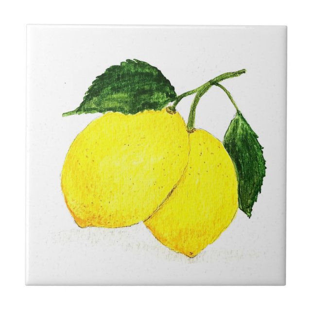 Lemon fruit watercolor kitchen Ceramic Tile (Front)