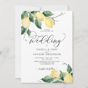 Lemon Fruit Yellow Garden Summer Botanical Wedding Invitation