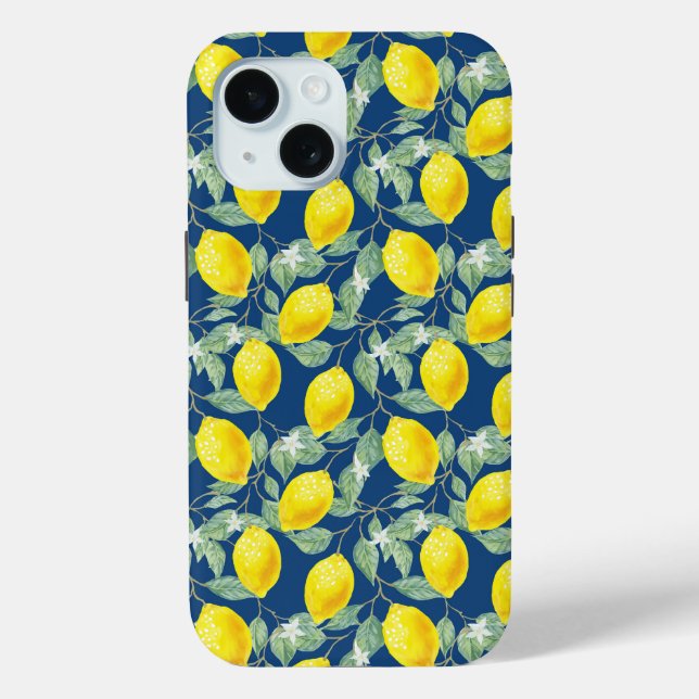 LEMON FRUITS BLUE BACKGROUND Case-Mate iPhone CASE (Back)