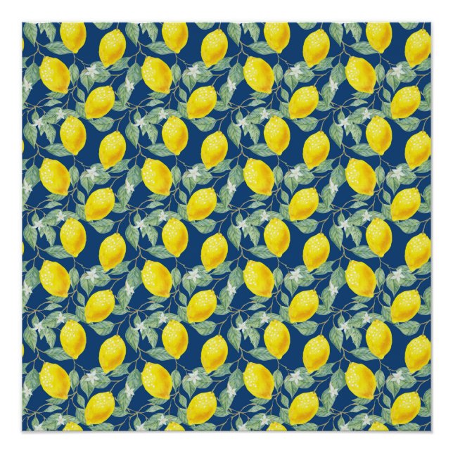 LEMON FRUITS IN COUNTRY BLUE POSTER (Front)