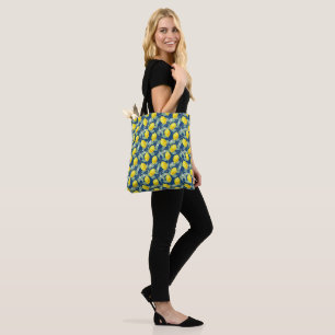 LEMON FRUITS IN COUNTRY BLUE TOTE BAG