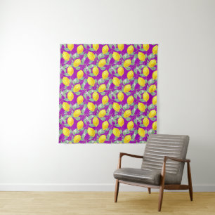 LEMON FRUITS IN PURPLE BACKGROUND TAPESTRY