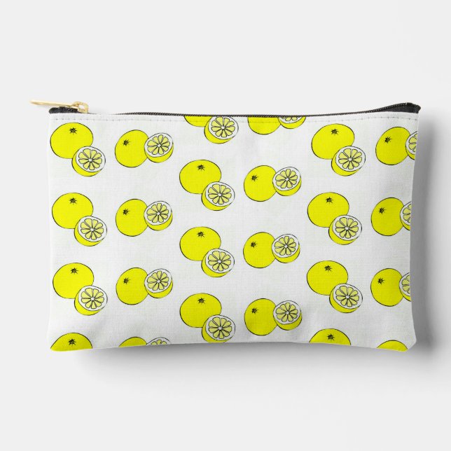 Lemon fruits on white accessory pouch (Front)