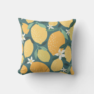 Lemon fruits seamless pattern cushion