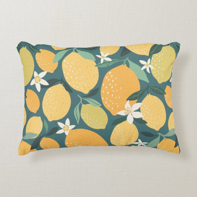 Lemon fruits seamless pattern decorative cushion (Front)