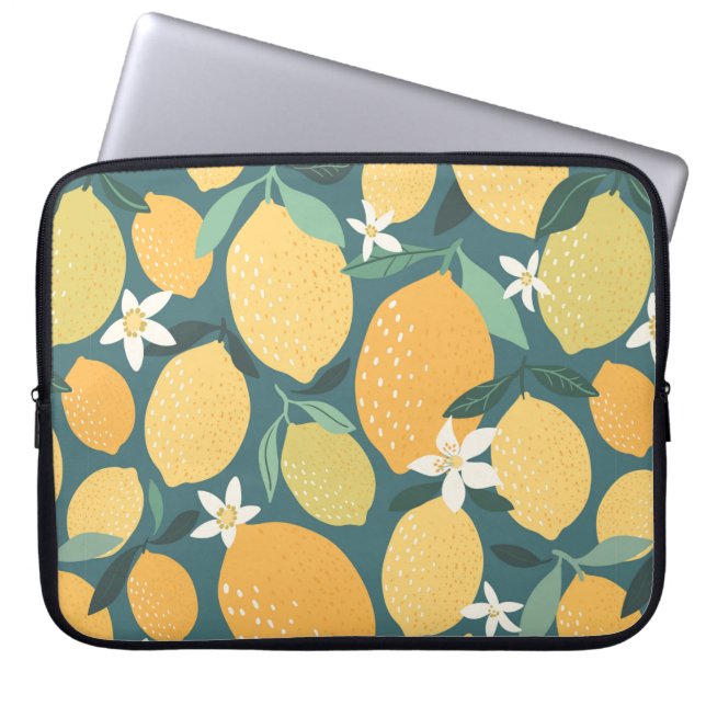 Lemon fruits seamless pattern laptop sleeve (Front)