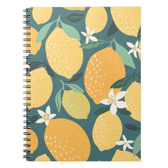 Lemon fruits seamless pattern notebook (Front)