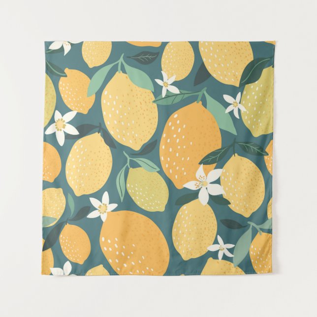 Lemon fruits seamless pattern tapestry (Front)