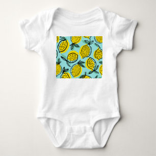 Lemon fruits: summer vintage pattern. baby bodysuit