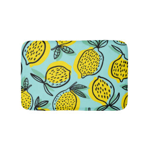 Lemon fruits: summer vintage pattern. bath mat