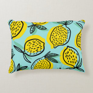 Lemon fruits: summer vintage pattern. decorative cushion