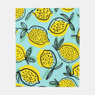 Lemon fruits: summer vintage pattern. fleece blanket