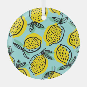 Lemon fruits: summer vintage pattern. glass tree decoration